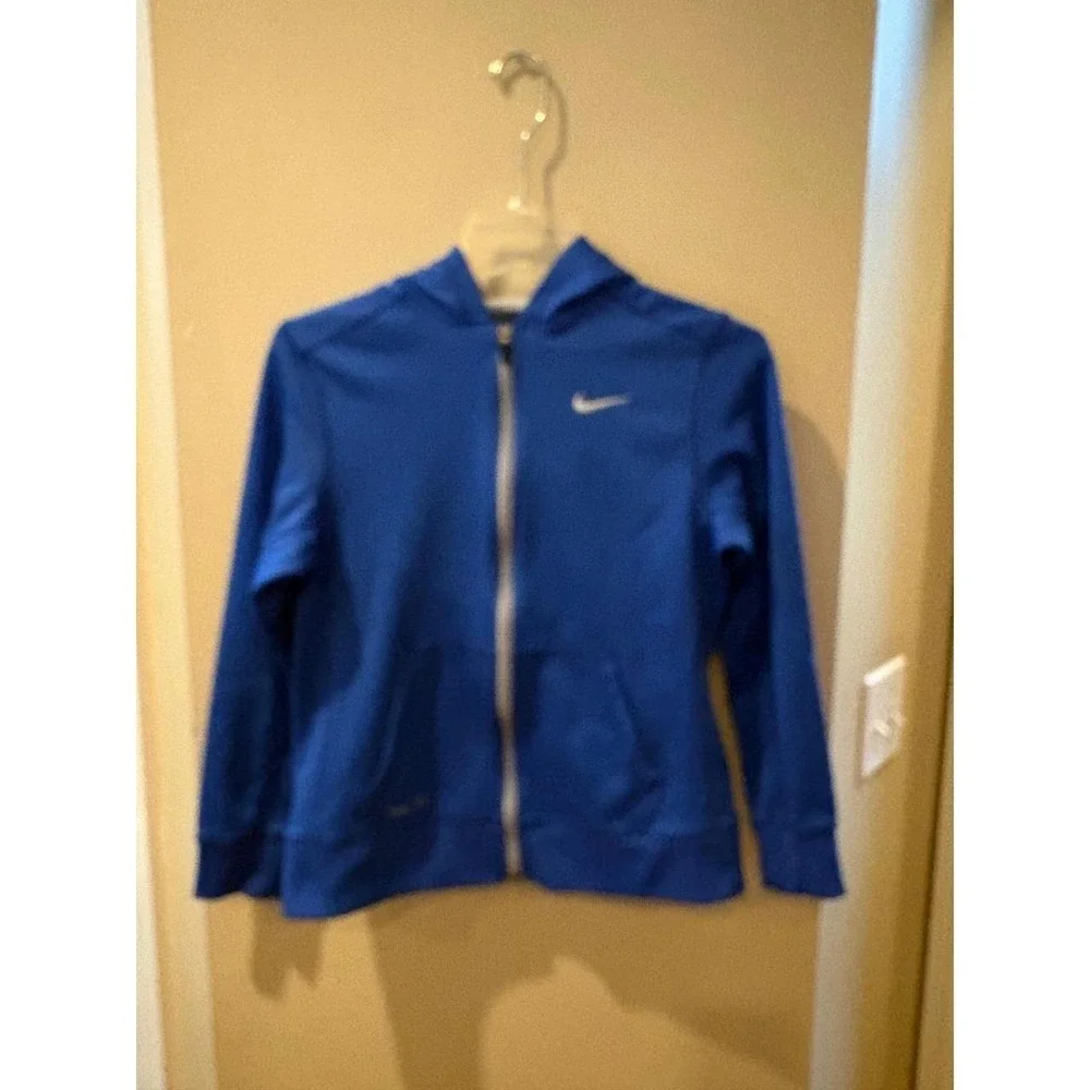 Nike Therma-FIT Boys XL Royal Blue Full Zip Hoodie Sweatshirt Athletic Jacket